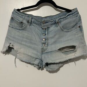 Levi's Light Blue Distressed Jean Shorts
